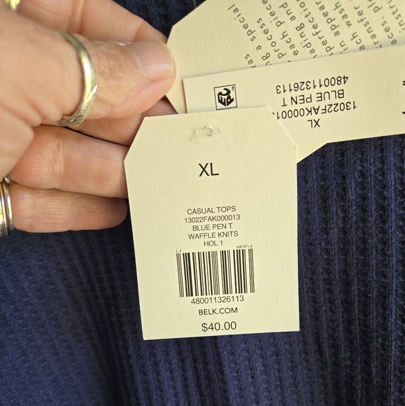 Wonderly Navy and White Dip-Dye Mock Neck Waffle Print Sweater NWT - Picture 3 of 6